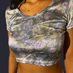Rhapsody Blue Floral Crop Top